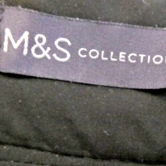 Black White Pencil Wool Skirt Size 8 Herringbone Fitted Office Core British M&S - Picture 6 of 10